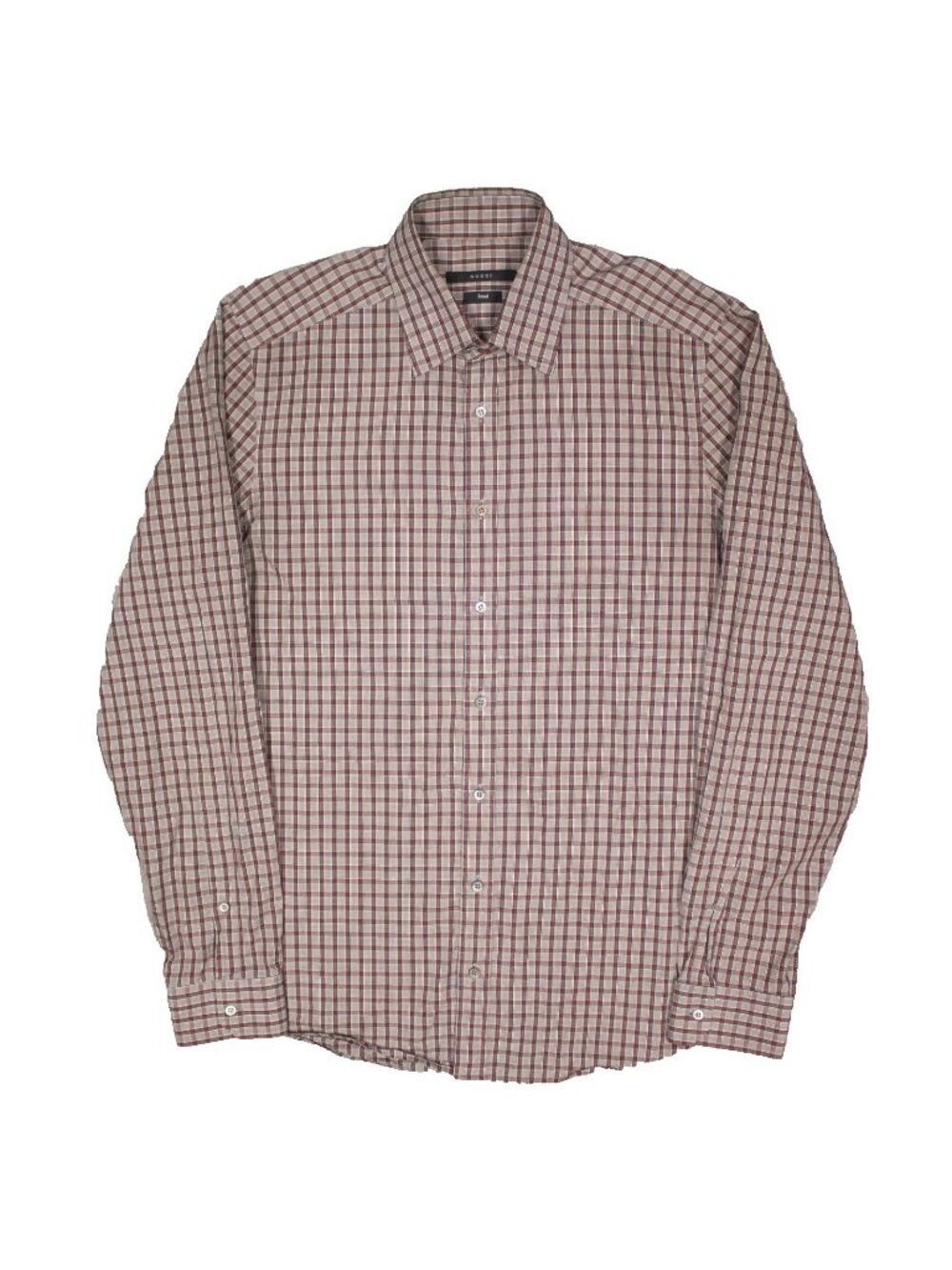 GUCCI Dress Shirt Fitted Made in Italy Cotton Long Sleeve Red 16.5 Large